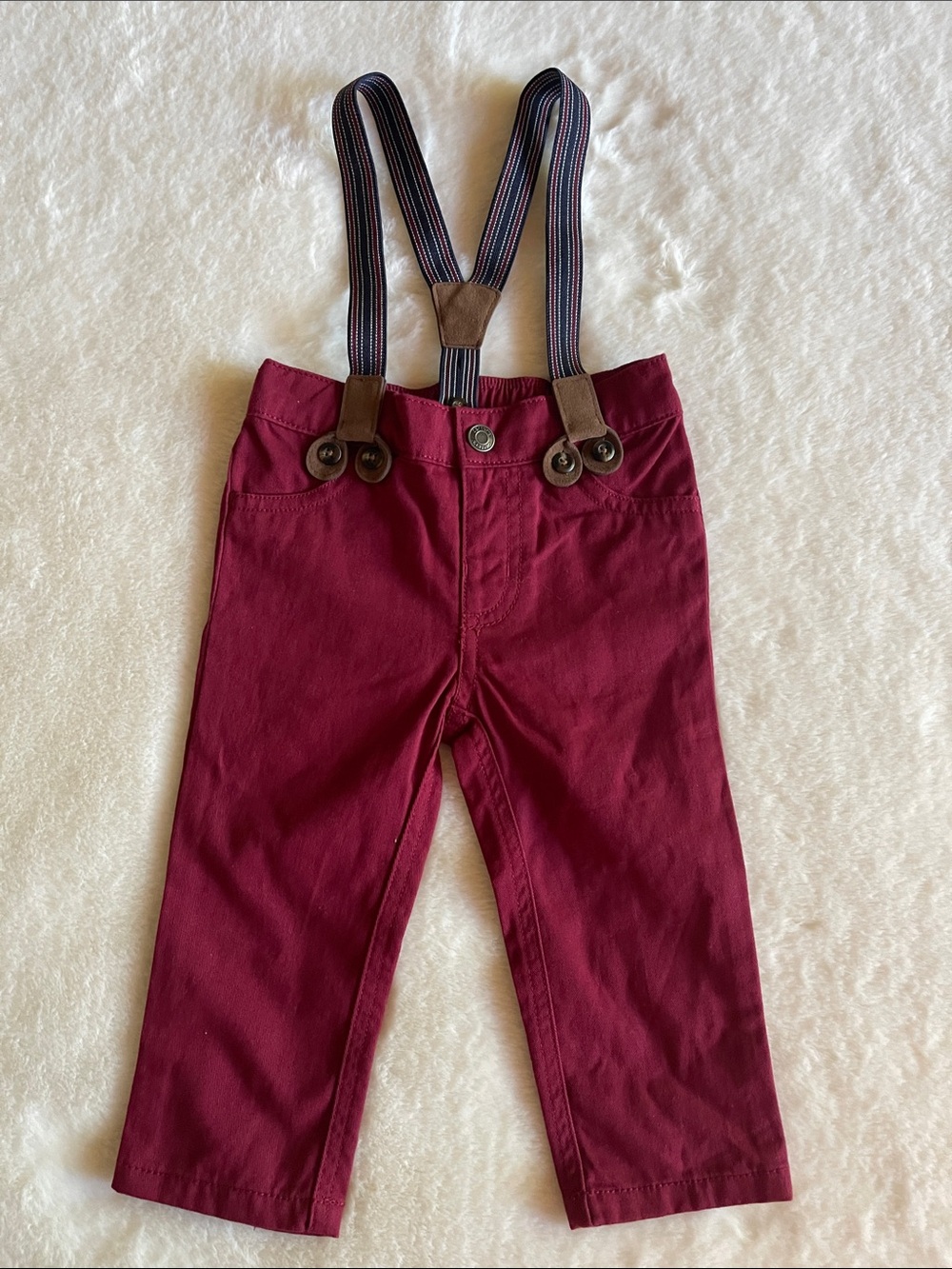 Carters Kids Burgundy Suspender Pants SZ 12 months
